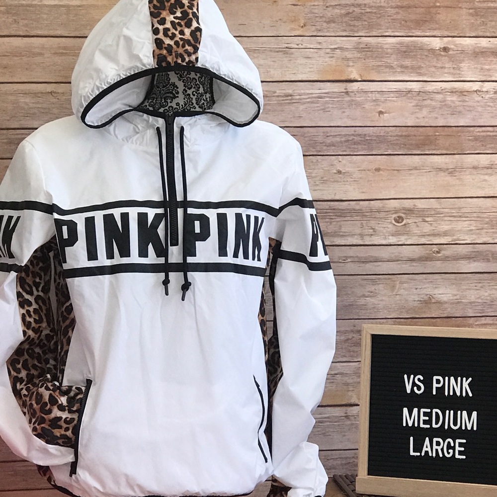 VS Pink White Leopard Full Zip Anorak Rare HTF